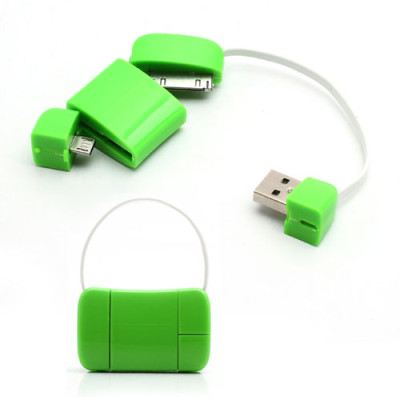 Добави още лукс USB кабели Дата кабел USB тип чанта micro USB/iPhone 4/4s зелен